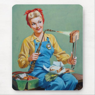 Tapis De Souris Rosie le Riveter fait du fromage rôti