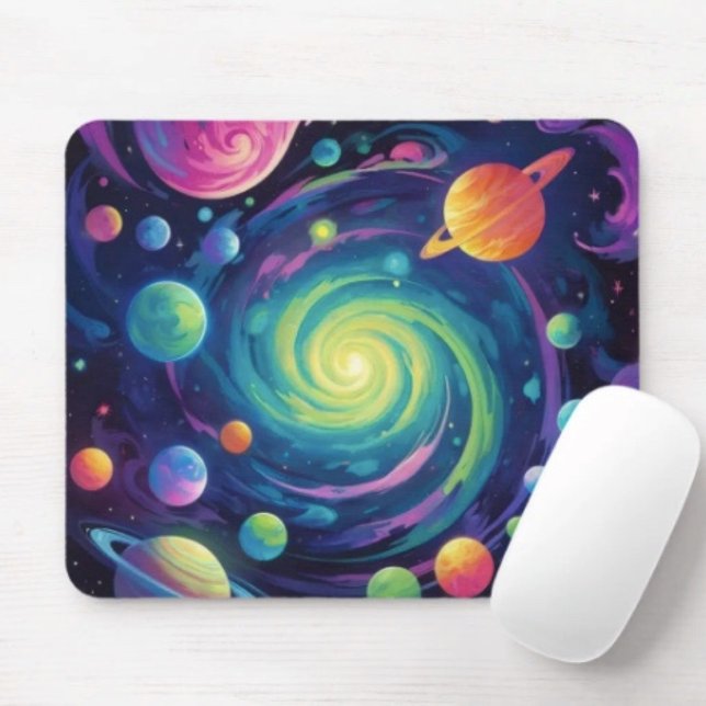 Tapis De Souris Rotation planétaire  (Space Mousepad mousepad durable dust and stain resistant non -slip rubber backing. )