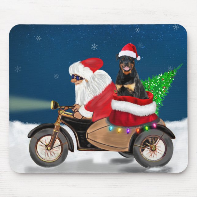 Tapis De Souris Rottweiler Chien Noël Père Noël (Devant)