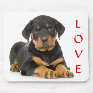 Tapis de souris Rottweiler chiot chien reposant