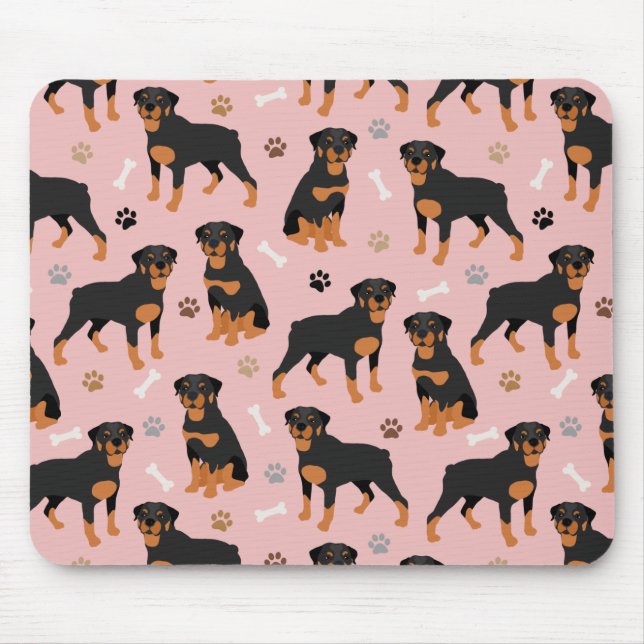 Tapis De Souris Rottweiler Dog Bones and Paws Mouse Pad (Devant)