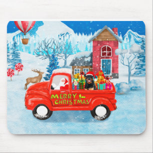 Tapis De Souris Rottweiler Dog Christmas Delivery Truck Snow