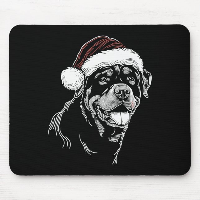 Tapis De Souris Rottweiler Dog Santa Hat Christmas Xmas Pajama  (Devant)