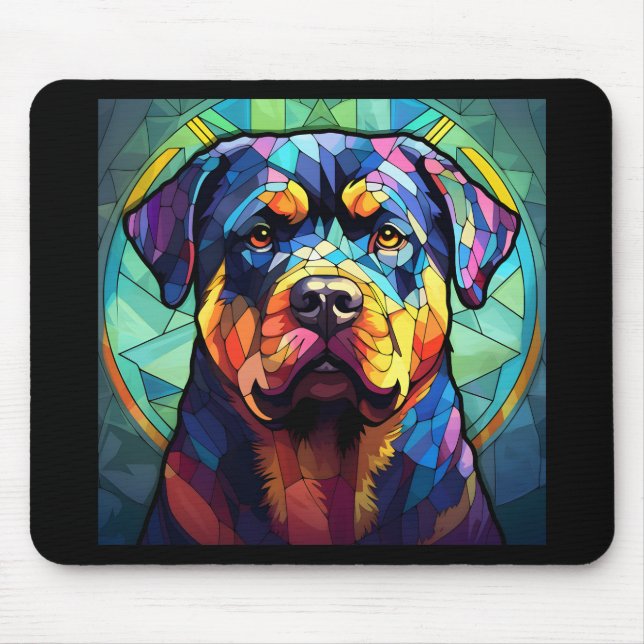 Tapis De Souris Rottweiler en vitrail  (Devant)