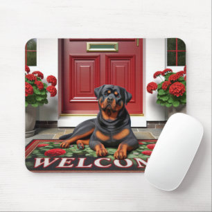 Tapis De Souris Rottweiler sur un tapis de bienvenue