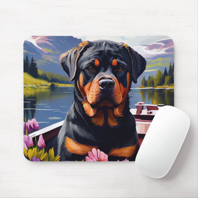 Tapis De Souris Rottweiler sur une pédale : une aventure Pittoresq (Avec souris)