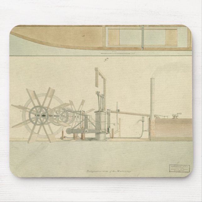Tapis De Souris Roue à aubes, vue de perspective des machines (Devant)