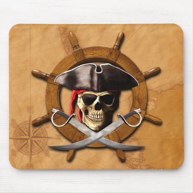 Tapis De Souris Roue de pirate de jolly roger (Devant)