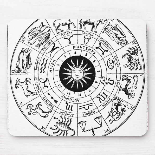 Tapis De Souris Roue vintage Zodiac (Devant)