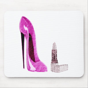 Tapis De Souris Rouge à lèvres et art stylet rose de chaussure