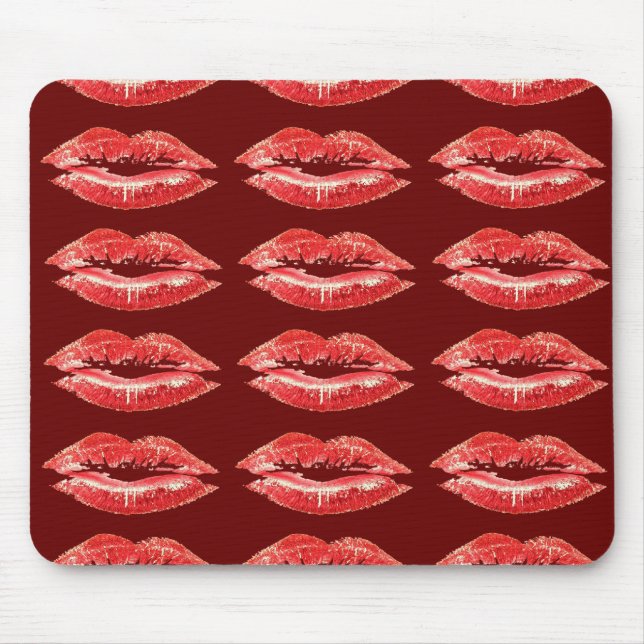 Tapis De Souris Rouge à lèvres rouge de baiser de lèvres (Devant)