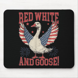 Tapis De Souris Rouge Blanc & Oie Rétro 4 Juillet Fête Patriot