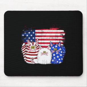Tapis De Souris Rouge Blanc Bleu Chats Usa Drapeau Feu 4 juillet