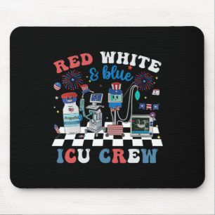 Tapis De Souris Rouge Blanc Bleu Icu Équipage Indépendant 4 juille