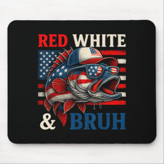 Tapis De Souris Rouge Blanc Bruh Patriotique Amérique Pêche 4ème