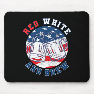 Tapis De Souris Rouge Blanc Et Bière! Pour Une Bière Merica Du 4 J