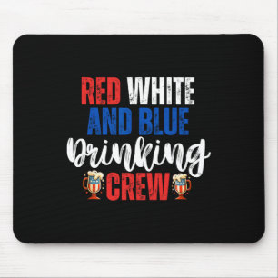 Tapis De Souris Rouge Blanc Et Bleu Boire Crew Party Bière Amériqu