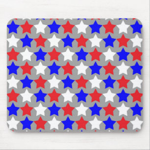 Tapis De Souris Rouge, blanc et bleu étoiles motif mousepad