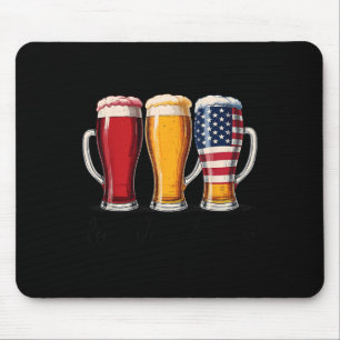Tapis De Souris Rouge Blanc Et Brasseurs Drôle Vintage Usa Bière N