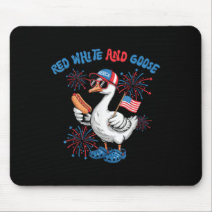 Tapis De Souris Rouge Blanc Et Oie Drôle 4 Juillet Patriotique Éta