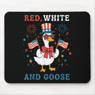 Tapis De Souris Rouge Blanc Et Oie Groovy Silly Oie Drapeau Usa Fi