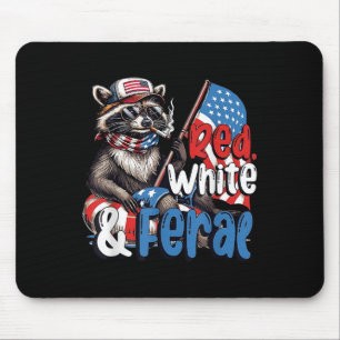 Tapis De Souris Rouge Blanc Et Sauvage Patriotique 4 Juillet Drôle