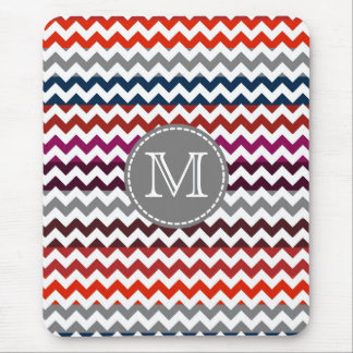 Tapis De Souris Rouge blanc gris Chevron Zigzag Monogramme