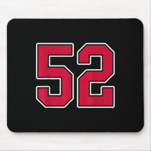 Tapis De Souris Rouge Blanc Numéro 52 Joueur Jersey Uniforme #52