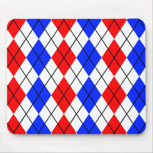 Tapis De Souris Rouge Bleu Blanc Jacquard Diamant Motif Design