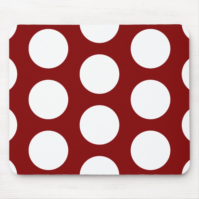 Tapis De Souris Rouge bordeaux à pois blancs (Devant)
