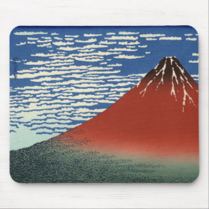 Tapis de souris rouge de Fuji de Hokusai