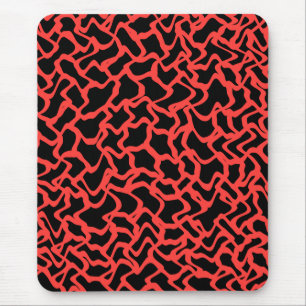 Tapis De Souris Rouge de motif graphique abstrait et noir lumineux