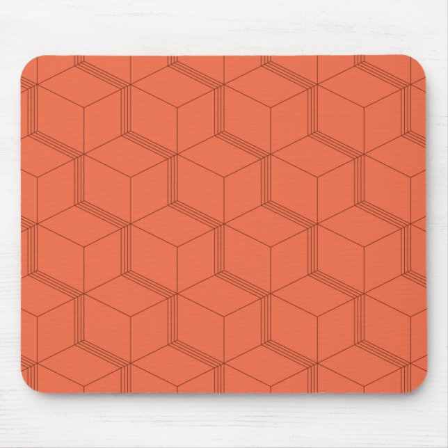 Tapis De Souris Rouge, dynamique, rétro, cool tendance ligne cube  (Devant)
