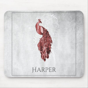 Tapis De Souris Rouge Elegant Peacock personnalisé Pad de souris