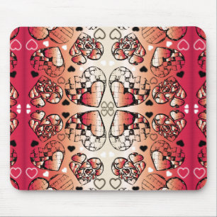 Tapis De Souris Rouge et blanc Whimsical Romantic Hearts motif