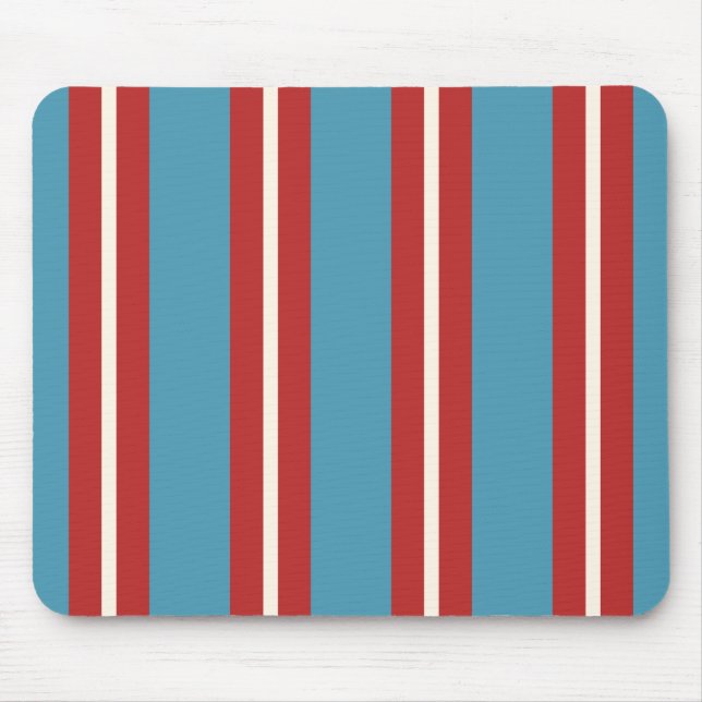 Tapis De Souris Rouge et Bleu vif Motif rayé Design moderne (Devant)