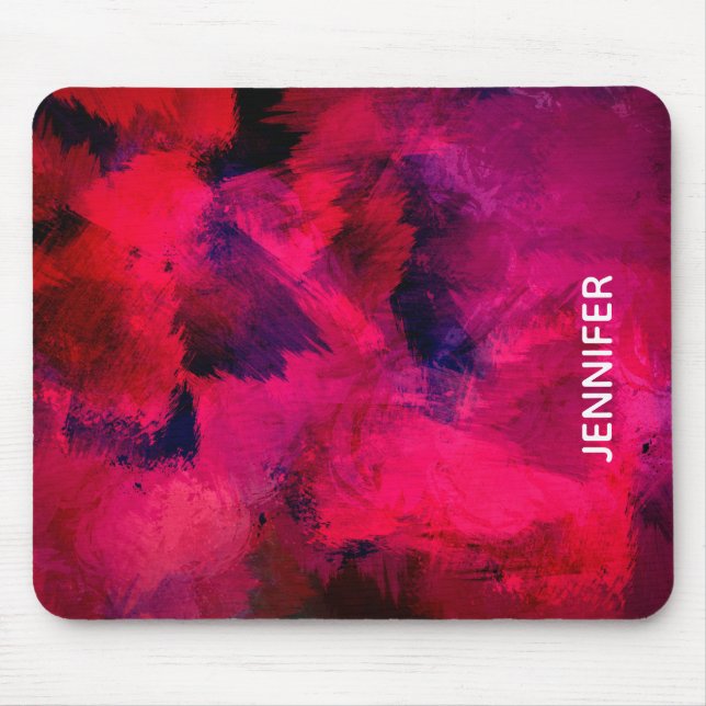Tapis De Souris Rouge foncé et violet Gras & Abstrait moderne (Devant)