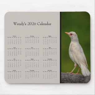 Tapis De Souris Rouge-gorge albinos : Personnalisez le calendrier