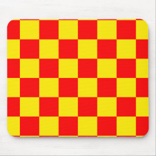 Tapis De Souris Rouge Jaune Chèque À damiers Motif Design