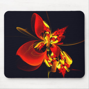 Tapis De Souris Rouge Jaune Floral Moderne Résumé Modèle Art #10