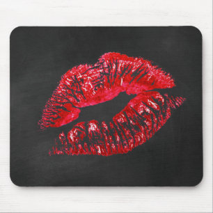 Tapis De Souris Rouge Lipstick Baiser en noir