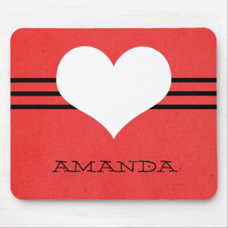 Tapis De Souris Rouge moderne Coeur Mousepad