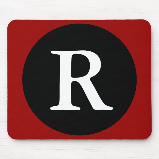 Tapis de souris rouge noir et blanc Lettre initial (Devant)