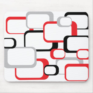 Tapis De Souris Rouge noir et gris rétro Carré blanc Mousepad