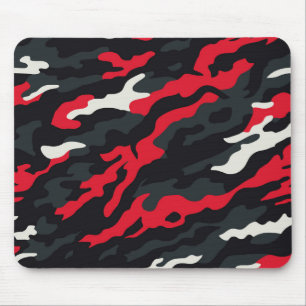 Tapis De Souris Rouge Noir Gris Blanc Camouflage Camo Motif