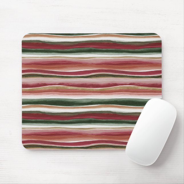 Tapis De Souris Rouge Or Vert Blanc Rose Rayures (Avec souris)
