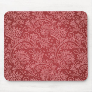 Tapis De Souris Rouge Paisley Damassé Designer Floral Vintage Clas