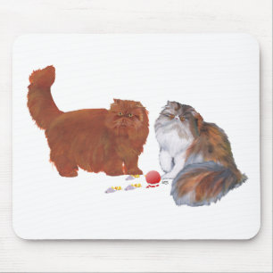 Tapis De Souris Rouge Persan et Persan Calico avec Ornement