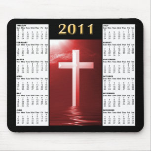 Tapis De Souris Rouge reflétant le calendrier Mousepad de la croi