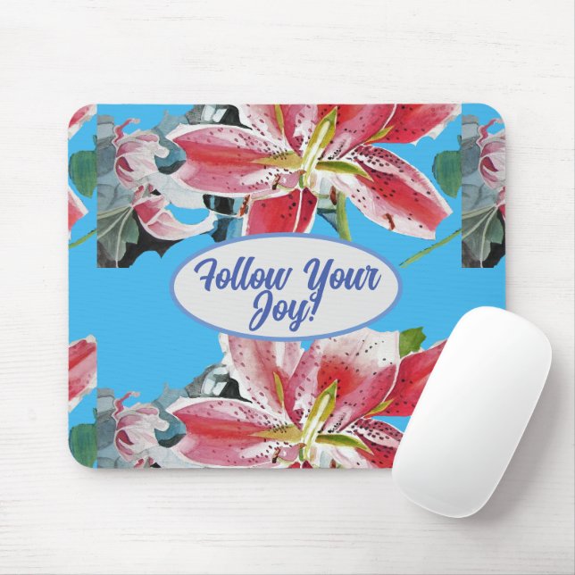 Tapis De Souris Rouge rose Lys floral Bleu Votre Joy Gel Mou (Avec souris)